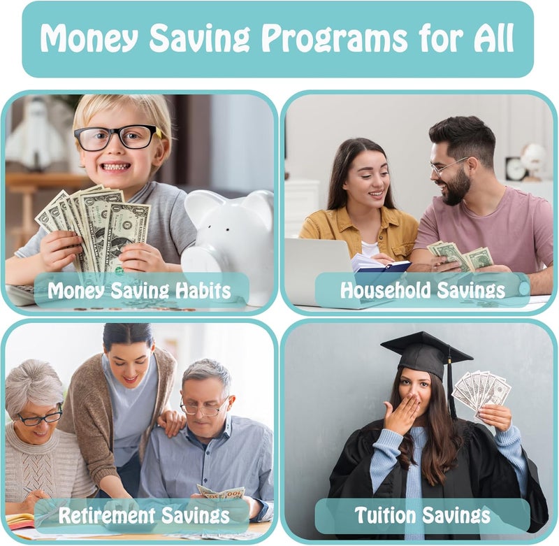 Antner 100 Envelopes Money Saving Challenge Binder, Savings Challenges Book with Envelopes & 3 Challenge Trackers to Save $5,050 and $500 and $10,000, A5 Budget Binder Money Saving Book, Mint Blue - Image 3